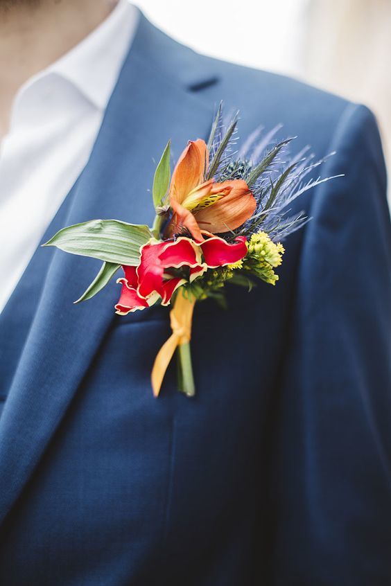 boutonnière mariage exotique