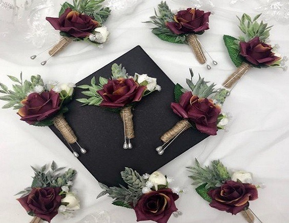 boutonnière burgundy