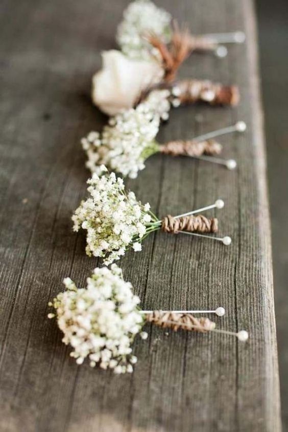 boutonnière mariage blanc
