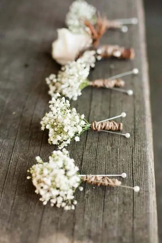 boutonnière mariage blanc