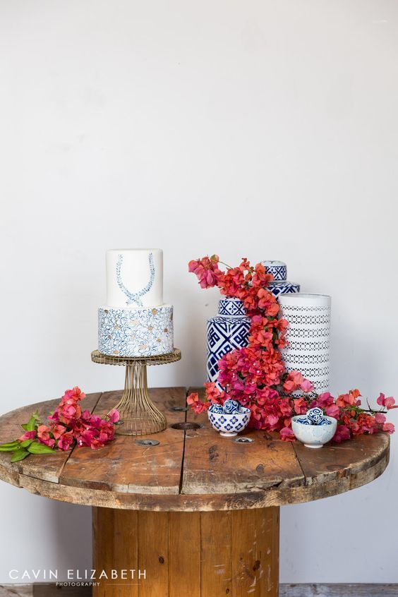 décoration de mariage en céramique bougainvillier